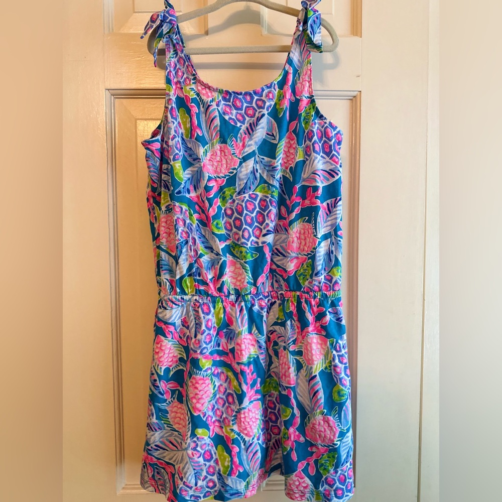Lilly Pulitzer Kids Tropical Print Romper or swim cover up Blue and Pink girls
